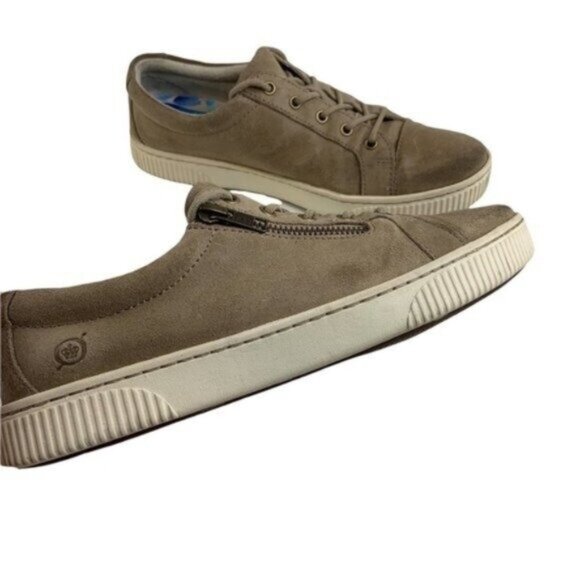 Born Lace Up Tamara Suede Sneakers in Castoro Textured Taupe Zipper Detail - Picture 5 of 8